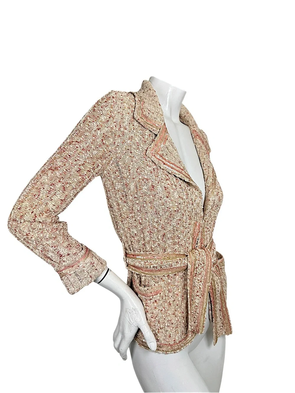 Chanel 06P Spring 2006 Sequin Belted Knit Cardigan Jacket